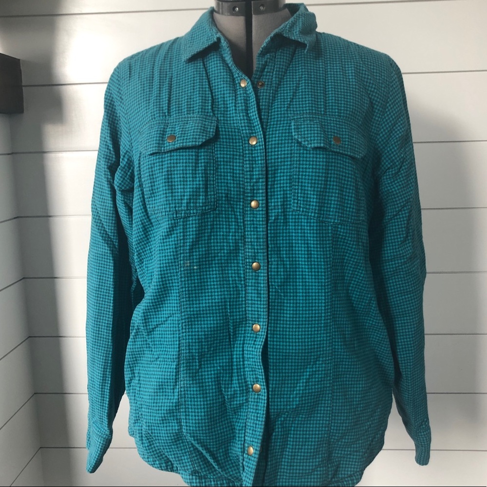 L.L. Bean Teal Quilted Button Down size M